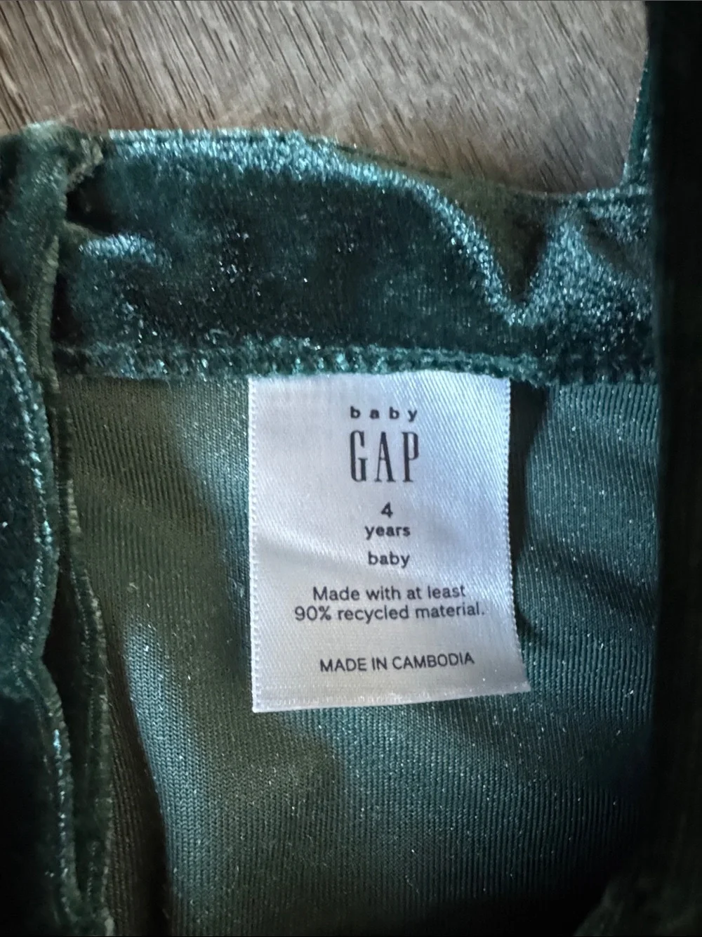GAP Girls Deep Green Velvet Bow-Shoulder Dress